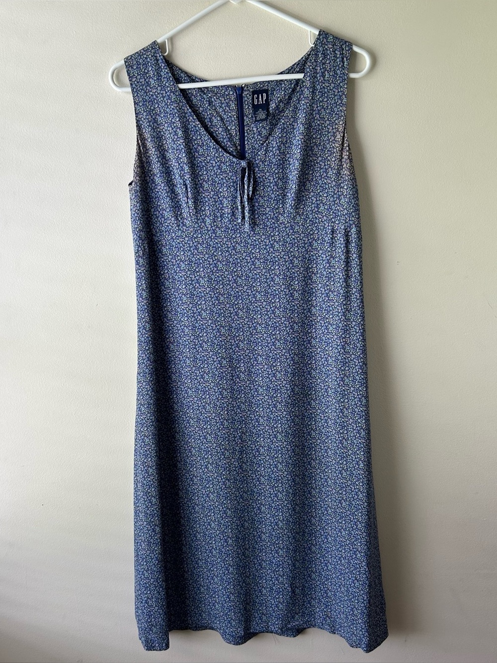 Vintage GAP Sleeveless Midi Dress Cottagecore 90’s Ditsy Floral Periwinkle M - Picture 2 of 12